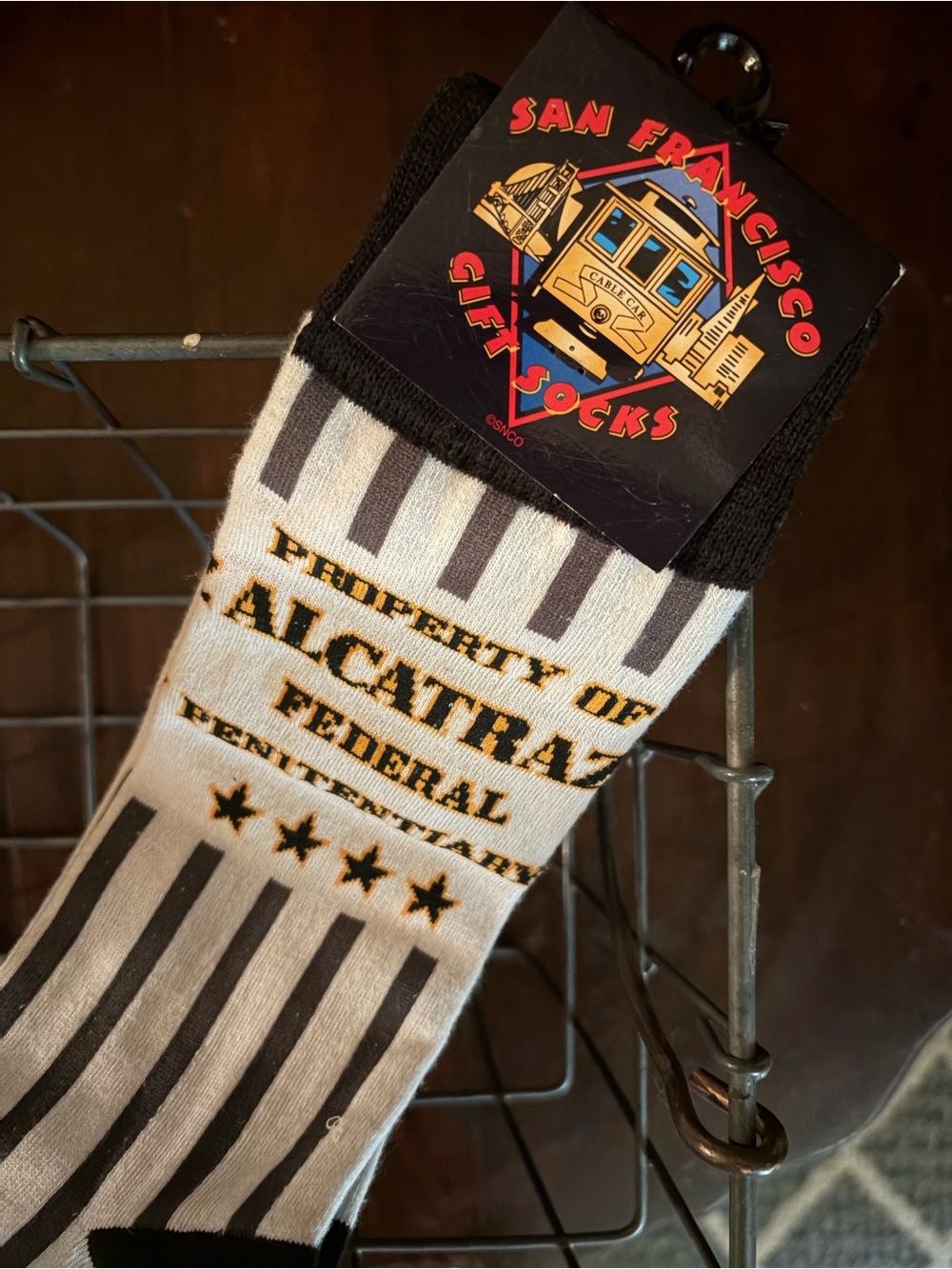 Alcatraz Federal Crew Socks - Black, White & Gold